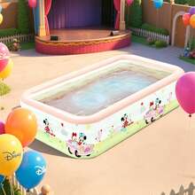 Piscina inflable familiar rectangular grande, material de PVC resistente al calor con estampado de dibujos animados, adecuada para juegos en el patio trasero - C - Ver 4