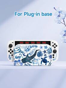 新款 Switch 2 (2025) 遊戲配件，1個海洋圖案 (鯨魚、水母、貝殼) 充電器與數據線收納袋，相容於 Switch/Switch 2代遊戲主機保護殼，Switch 2/Switch OLED/Switch NS 電池版收納袋/保護殼，卡匣盒、防塵蓋、底座、內建支架，可存放10張遊戲卡，便攜旅行、防摔耐壓遊戲卡匣盒控制器袋配件 - 彩色 - 查看 16