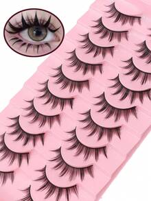 10 pares de pestañas postizas estilo dibujo animado de pequeño diablo, maquillaje de chica europea y americana, pestañas completas de hada, fáciles de aplicar para principiantes, pestañas gruesas - Ver 3