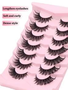 NAIJEMA 7 Pairs Dense False Eyelashes, Fluffy Faux Mink False Eyelashes, Slim False Eyelashes, Curly Soft False Eyelashes, 3D Natural False Eyelashes, Suitable For Party, Daily Wear, Cat Eye False Eyelashes, Suitable For Various Occasions, Dramatic Eyelashes, Eyelashes, False Eyelashes - Black - View 4