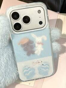 1個柔軟閃粉蛋糕藍色小狗圖案可愛夢幻手機殼，適用於iPhone17/iPhone17 Pro Max/iPhone16 Pro Max/iPhone15 Pro/iPhone14/iPhone13/12/11，適合情人節/生日/母親節/復活節送給家人/朋友/姐妹/男朋友的完美禮物 - 淺藍色 - 查看 2