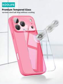 KOOLIFE 1件裝亮粉色大窗透明手機殼，光滑亮面 PC+TPU 防撞邊框，可愛甜美 Ins 風格獨特設計，全鏡頭保護防撞手機殼，適用於 iPhone 18pro/18pro Max/17/17pro/17promax/17Air/16/15/14/13 - 玫紅色 - 查看 3