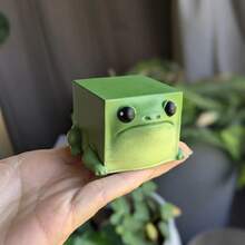 Best-Selling Ugly-Cute 3D Square Frog ABS Resin Figurine, Office Desk Desktop Home Decor Ornament, Creative Small Decoration, Quirky Craft Gift - Multicolor - View 2