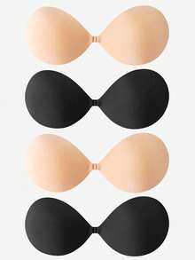 2/1 pieza Copas de sujetador adhesivas, Copas de sujetador de silicona autoadhesivas sin costuras y sin espalda para mujer, Lencería de uso diario y boda, Estilo bikini - Multicolor - Ver 2