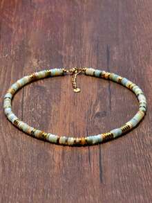1 pieza Collar de cuentas de piedra natural con colores arcoíris estilo bohemio y dopamina, cadena de clavícula vintage de orgullo para mujeres, adecuado para uso diario, vacaciones, viajes, uso casual, regalo de joyería de moda para familiares y amigos - color - Ver 14