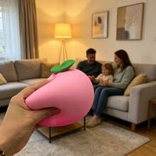 New Extra Large Pink Peach Slow Rebound Squeeze Toy, Stress Relief Realistic Ice Green Apple Squishy Toy, Suitable For Adults, Soft TPR Material Provides Gentle Sensory Experience, Helps Reduce Tension On Student Desks - Multicolor - View 5