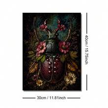 1pc Framed/Unframed Gothic Style Botanical Floral Beetle Pomegranate Canvas Poster, Dark Academia Floral Insect Wall Art Print, Minimalist Entryway/Entrance Aesthetic Decor Scroll Painting, Suitable For Dorm, Living Room, Bedroom Modern Home Decor - A - View 18