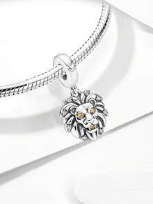 1pc 925 Sterling Silver Small Lion Bead, Suitable For Bracelet, Bangle DIY Jewelry Making And Daily Decoration, Women & Girls Jewelry Accessory - Style 19 - View 2