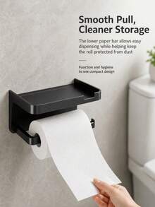 1/2/3pcs No-Drill Toilet Paper Holder With Storage Shelf - Durable/Easy Installation/Double Layer Storage/Smooth Pull, Suitable For Homeowners/Tenants, Bathroom/Kitchen, Summer, Housewarming, Minimalist (Toilet Paper Holder/Bathroom Storage Rack/Storage Shelf/Storage/Easy Installation/Durable)/School Use/Learning Supplies/Kitchen Utensils/School/Room Decor - Simple Frame - View 5