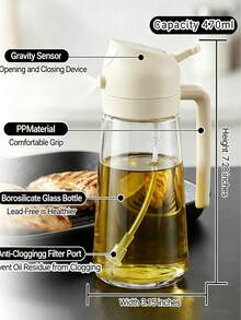 1pc Oil Spray Bottle, 2-In-1 Kitchen Essential Oil Bottle, Suitable For Cooking, Salad, Grilling And Baking, Outdoor BBQ Camping Cooking Baking Olive Oil Vinegar Spray Bottle,Random Color - View 7