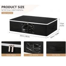 Holiday Decoration Storage, Clothing & Closet Storage, Clothing & Bedding, Blankets, Storage Bags, Foldable Zippered Storage Box, Large Capacity Clothing Storage Box, Grey With Handles - Black - View 13