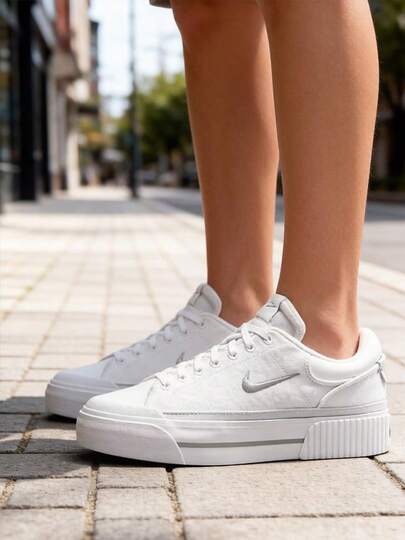  Nike Court Legacy 皮革絨面革 舒適百搭 防滑耐磨 低筒 板鞋 女款 白色