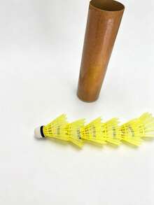 6pcs Yellow Nylon Durable Windproof Beginner Training Plastic Shuttlecocks For Outdoor Badminton - A Bucket Of Six Balls - View 2