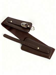 1pc Women's Street Style Coffee Color Renaissance Accessory Fashion Lace-Up Adjustable Wide Waist Belt Suitable For Halloween Carnival Party Or Daily Wear - Brown - View 4