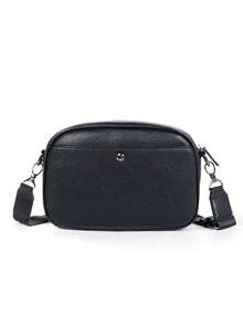 Korean Style Crossbody Bag, Shoulder Bag, Square Bag, Random Vintage Floral, Windmill Print, Geometric Pattern, Color-Block PU Leather, Water-Resistant, Multi-Functional, Casual, Versatile, Business, Office Worker, Student, Men, Sporty Casual, Messenger Bag, Boyfriend Gift - Black - View 10