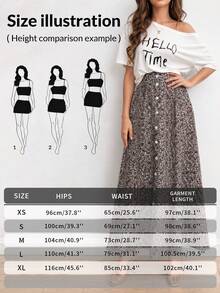 EARO Women's Blue Floral A-Line Maxi Skirt, Button Detail Design, Casual Flowy Non-Stretch Fabric, Suitable For Daily Wear. High Waist Slimming Loose Concealing Hip Versatile Elegant Long Blue Floral A-Line Skirt For Spring/Summer - Brown - View 8