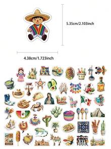 50pcs Mexican Themed Stickers For Tablet Suitcase Laptop Cases Scrapbooks Storage Boxes Decorative DIY Graffiti Stickers - A - View 2