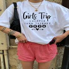 Heartfelt Daily Casual Graphic T-Shirt 100% Cotton Oversized Soft Breathable Casual Crewneck Short Sleeve Top Cute Aesthetic Daily  Basic Red Gingham Shorts Women's Outfit Summer Look Casual Wearers Fashion Lovers Daily Outfit Enthusiasts Gift Givers - 白色 - 查看 18