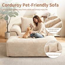 VerdeCore 48" Oversized Single Cloud Sofa Bed, Deep Seat Cushion, No Assembly Required, Boneless Fluffy Couch With Plush Cushions, Modern Sleeper Loveseat For Living Room, Bedroom, Small Spaces, Apartment, Movie Night - 米色 - 查看 6