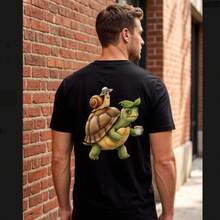 Pure Cotton T-Shirts, Men's T-Shirts, Women's T-Shirts, Printed T-Shirts, Short-Sleeved T-Shirts, Modern And Casual, Turtle Design. - 黑色 - 查看 10