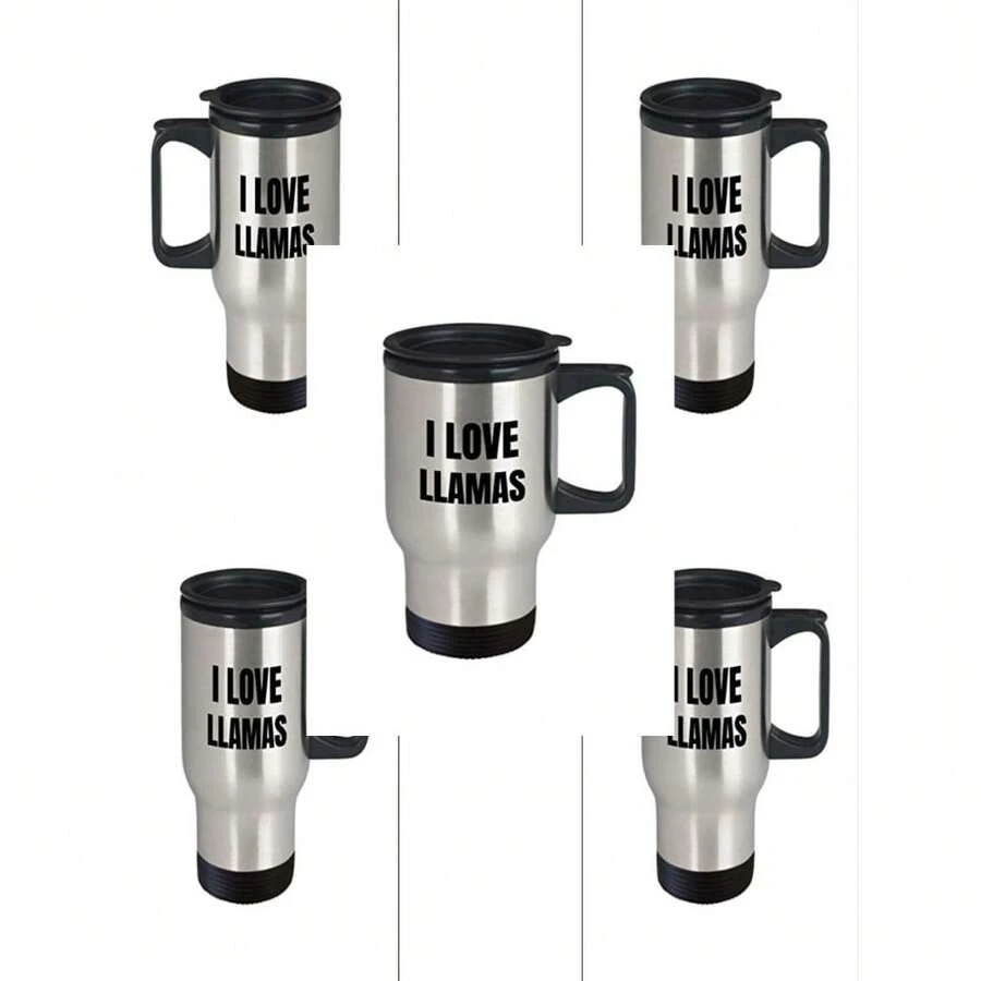 I Love Llamas Travel Mug Funny Gift Idea Novelty Gag Coffee Tea 14oz Stainless Steel - Multicolor - Ver 1