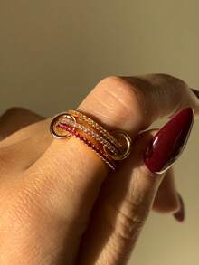925純銀粉色鋯石奢華獨特玫瑰金電鍍多指戒指 女款 情人節 - Luxury Finger Rings - 查看 5