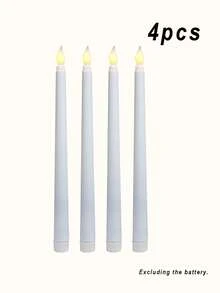 1-12pcs LED Flameless Flickering Candles, Battery Operated LED Taper Flickering Candles, Flameless LED Electronic Candles, Realistic Candles, Suitable For Wedding Decoration, Party, Dining Table, Home, Room, Christmas Decoration, Thanksgiving Decoration, Halloween Decoration - White - View 13