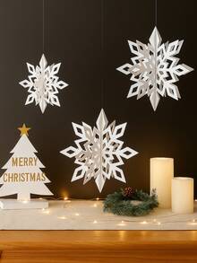 12pcs White Colorful Hanging Snowflake Decorations, 3D Christmas Paper Snowflake Garland, Christmas Party Backdrop Decor, Snowflake Hanging Ornaments, Christmas Decorations, Ceiling Decor, Winter Party Decorations, Frozen Theme Birthday Party Backdrop Decor, Wedding Decorations, Christmas Party Photo Props, Christmas Party Supplies, Christmas Gifts, New Year Decorations - White - View 5