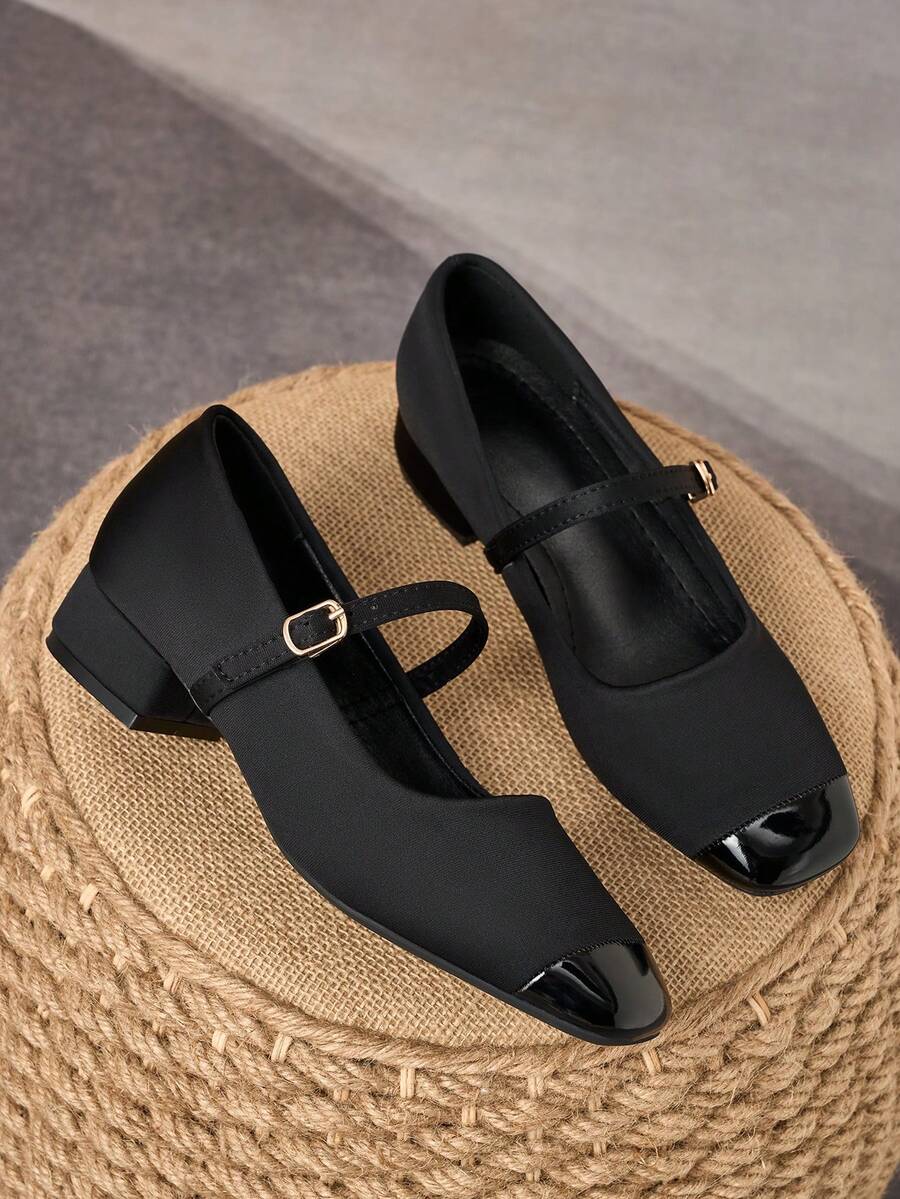 MonaNise Zapatos de tacón bajo cuadrado y tacón de bloque para trabajo