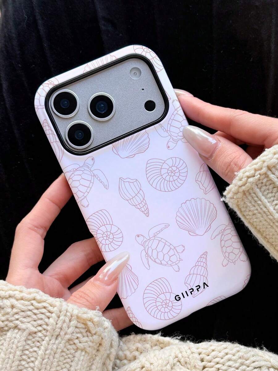 A Stylish Phone Case That Does Not Include A Lanyard Or Stand. This 17 Pro Phone Case Features A Sea Turtle And Shell Design In Light Blue And Is Compatible With The 16/15/14 Pro. A Stylish And Unique Korean-Style Phone Case Is Also Compatible With The 11/12/13/14/15/16 Pro Plus. Its Elegant Design Is Suitable For Both Men And Women, Making It A Great Gift For Christmas, Valentine's Day, Easter, Weddings, And Birthdays. - 彩色 - 查看 1