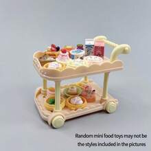1 Set Mini Food Cart Set, Includes 1 Mini Food Cart And 10 Random Mini Food Models - Adult Mini Kitchen Toy Set, Miniature Objects, Dollhouse Miniature Models, Cute Small Figurines, Micro Landscape Cute Miniature Decorations, Miniature Models, Mini Objects - Multicolor - View 14