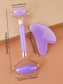 2 Pieces Set Of Facial Massage And Scraping Tools: Including 1 Double Headed Massage Roller And 1 Heart-Shaped Scraping Board. Helps Reduce Facial Swelling, Nourish Sensitive Skin, And Showcase Natural Radiance. Can Relax Muscles And Reduce Wrinkles. - A - View 10