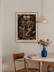 1pc, Canvas Wall Art, Framed Wall Decor, Gothic Romantic Floral Skull Couple Canvas Painting, Dark Academia Style Poster, Vintage Dried Flower Skull Oil Painting, Suitable For Modern Home Decor, Room Decor, Dorm Decor, Bedroom Decor, Living Room Decor, Bathroom Decor, Kitchen Decor, Dining Room Decor, Office Decor, School Decor - A - View 6