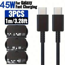 3 pièces Câbles de charge ultra-rapide double USB-C 45 W, 5 A, PD, compatibles avec les séries iPhone 17, 16 et 15 Pro Max, ainsi qu'avec Huawei. - Noir - Voir 9