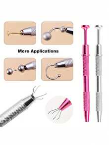 Alat Pengambil Berlian Profesional dengan 4 Cakar Bola, Alat Tindik Tubuh, Aksesori Tato, Penjepit Mutiara Stainless Steel, Alat Pembuatan Perhiasan, 1 buah/Paket, Penjepit Berlian Imitasi 4 Cakar, Pinset Ujung Lancip Kristal - berwarna merah muda - View 9