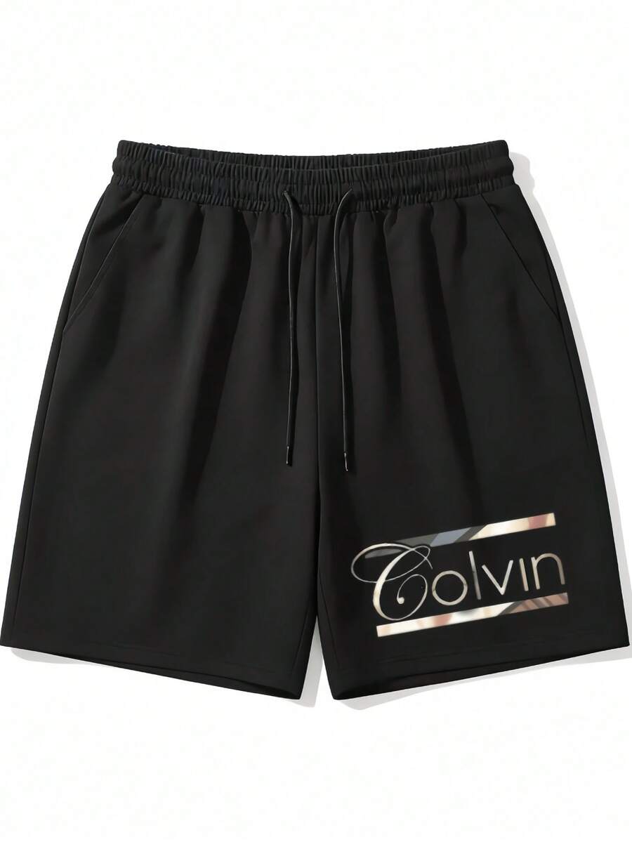 Plus Size Gradient Striped Letter Print Shorts, Breathable Casual Wear - celana pendek - View 1