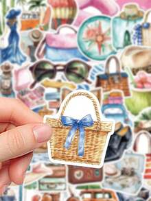 50pcs Travel Theme Stickers For Water Cup Suitcase Laptop Cases Scrapbooks Storage Boxes Diy Decor Graffiti Stickers - Multicolor - View 6
