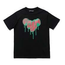 Men's And Women's Fashion Brand Short-Sleeved T-Shirt With A Palm Heart Print, Relaxed Fit, Boyfriend Style, Urban Style. Luxury T-Shirts, Designer T-Shirts, Tee Set - 黑色 - 查看 2