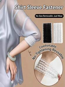 4/2 Pieces Anti-Slip Adjustable Arm Bands - Ribbon-Style Cuff Decoration Strips, Detachable And Adjustable In Length, Suitable For Jackets, Sweaters, Coats, Shirts, Hoodies, Suits. Comfortable And Not Tight. Available In Black/White Colors. - C - View 1