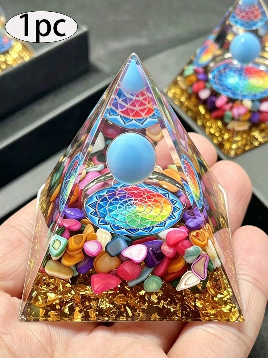 1pc Colorful Orgone Pyramid Home Decor Desk Decor Holiday Gift Room Decoration Father's Day Gift - Multicolor - View 1