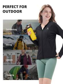 CAMEL CROWN Women's Outdoor Lightweight Breathable Quick-Dry Sun Protection Jacket, Unisex Design, Suitable For Spring And Summer - Phantom Black - View 5