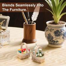 2/5/10pcs Mini Woven Style Faux Wood Baskets With Sturdy Lattice Lid And Handle, Small Round Gift Boxes, Woven Handheld Baskets, DIY Gift Decoration Baskets, Candy Boxes For Weddings, Picnics, Country Parties, Easter And Dollhouses - One Size - View 7