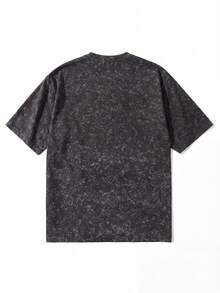 Men's Resort Style Printed T-Shirt With Retro American Coconut Tree Design, Versatile Urban Fashion Top With Distressed Look - Black - View 3