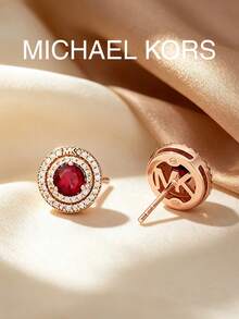 Michael Kors 玫瑰金鍍紅寶石耳釘 奈米寶石優雅女款，適合婚禮、派對與日常配戴，理想的節日禮物 - 玫瑰金 - 查看 7