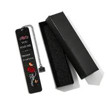 "You Had Me At Trigger Warning" Gothic Metal Bookmark With Book Charm & Gift Box - Durable Page Marker For Dark Academia Fans, Gothic Enthusiasts & Gift-Givers. - Color - View 12