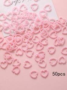 50 Peças Decorações de Pérola Falsa Branca em Formato de Coração, Feitas no Japão, Adequadas para Arte de Unhas DIY, Acessórios de Arte de Unhas em Formato de Coração, Suprimentos de Arte de Unhas, Decorações de Arte de Unhas - Multicolorido - Visão 8