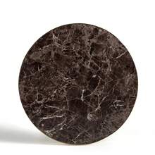 60cm Round Marble Texture Side Table, Gold Steel Base, Glossy Top, Suitable For Living Room/Dining Room/Coffee Corner - Brown - View 6