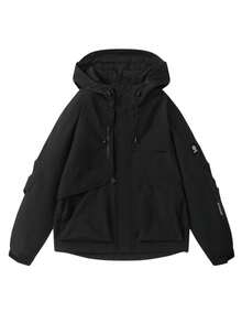 Women's Autumn/Winter Outdoor Softshell Jacket, Loose Casual Hooded Jacket For Running, Hiking, Fishing And Sports - Black - View 3