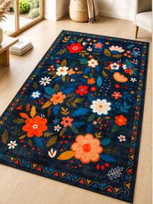 Chilai Home Geometric Striped Abstract Area Rug - Colorful Maximalist Digital Print Floor Mat For Living Room & Bedroom, Made In Turkiye 80x200 Cm, 80x300 Cm,100x200 Cm, 120x180 Cm - Navy Blue - View 1