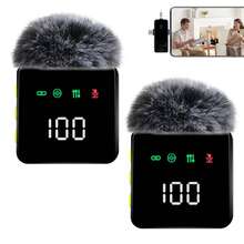 Wireless Lavalier Microphone Compatible With Iphone And Android Phone, Mini Microphone With Noise Reduction, Auto Pairing And Mute & Reverb For Vlogging, Video Recording- Plug & Play, Battery Capacity: (Receiver: 140mAh, Microphone: 160mAh) - Multicolor - View 2